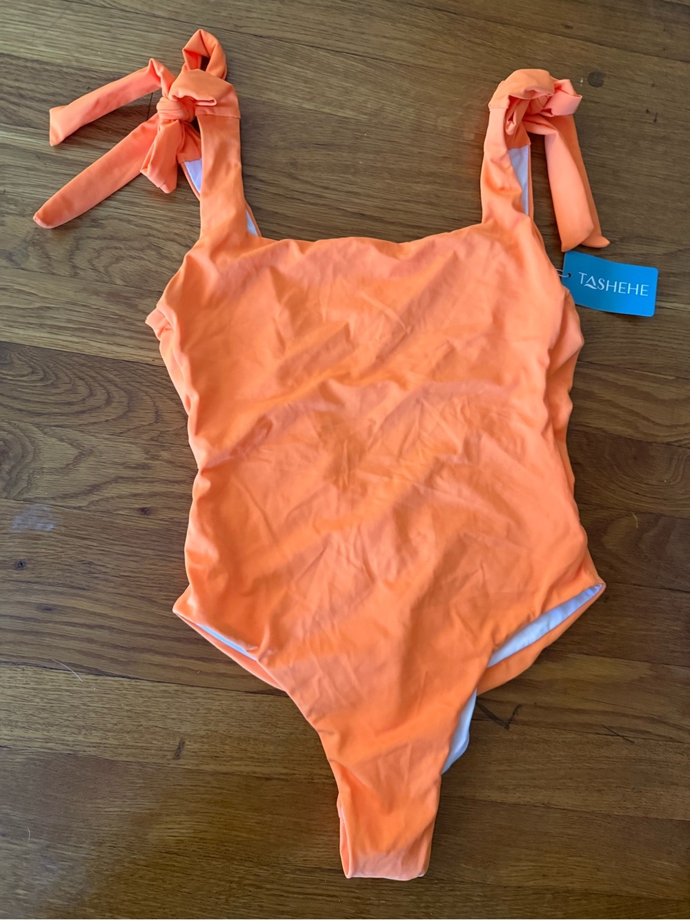 Tashehe Orange Tie-Shoulder One-Piece Swimsuit
